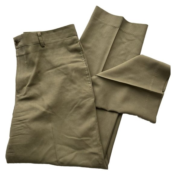 LL Bean Classic Fit Washable Year Round 100% Wool Pants Men Size 34 W Khaki Tan - Picture 2 of 11